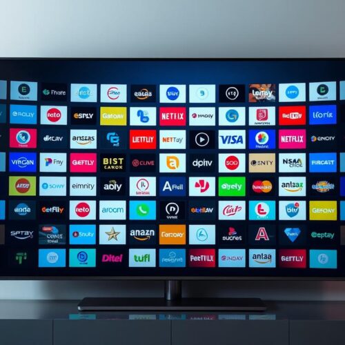 An elegant, high-definition television broadcast system, displaying a diverse array of channels in a sleek, minimalist interface. The screen is filled with a vibrant mosaic of channel logos, reflecting the vast content library spanning news, entertainment, sports, and more. Subtle lighting accentuates the crisp, modern design, creating a sense of depth and dynamism. The overall composition conveys a premium, cutting-edge IPTV service, ready to deliver an unparalleled viewing experience.
